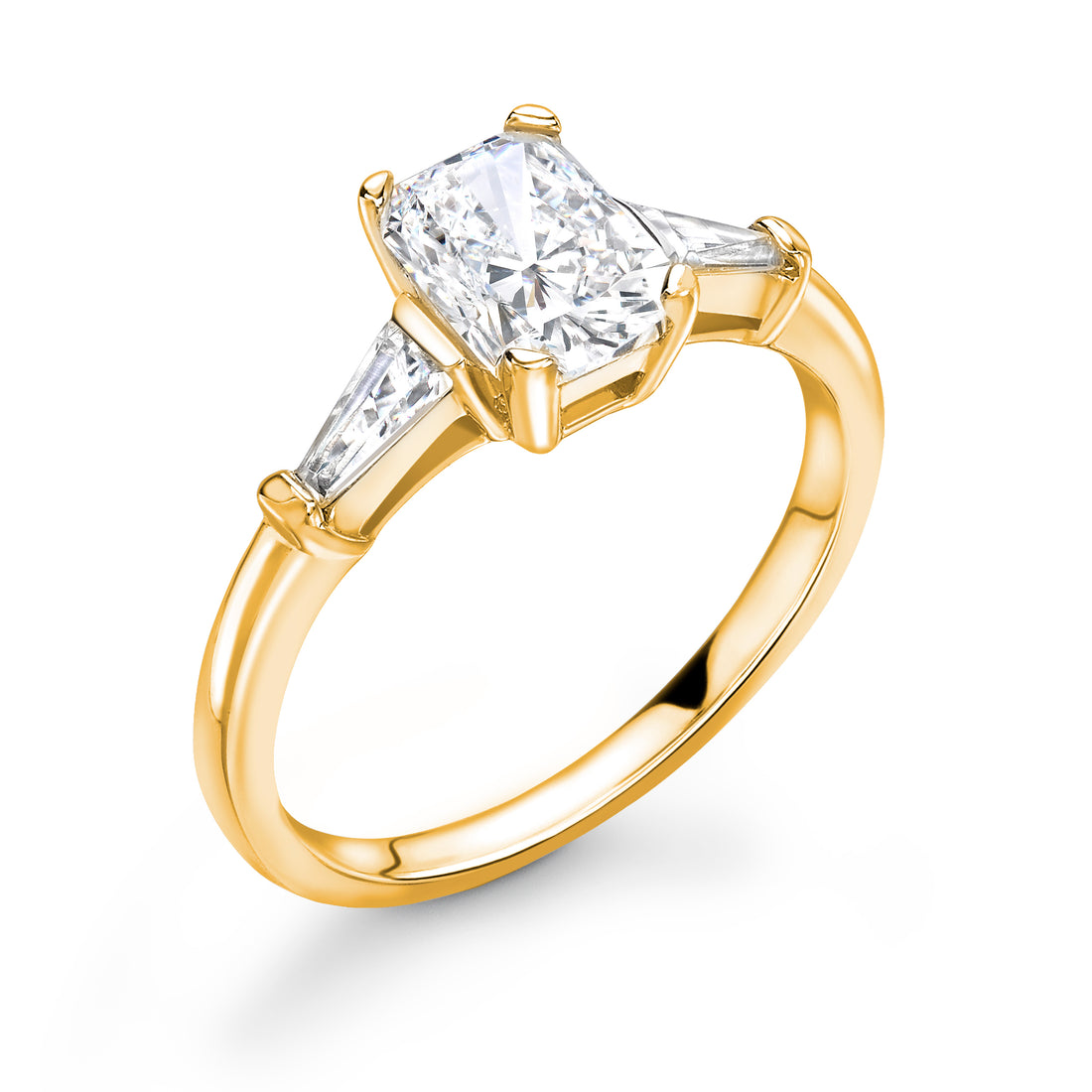 Abundance Three Stone Radiant Cut Diamond Ring