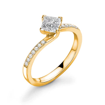 Princess Cut Diamond Engagement Ring with Grain Set Shoulders Brilliance - Diamonds Are For Everyone