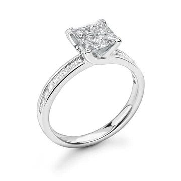 Princess Cut 4 Prong with Side Stones Brilliance Ring - Diamonds Are For Everyone