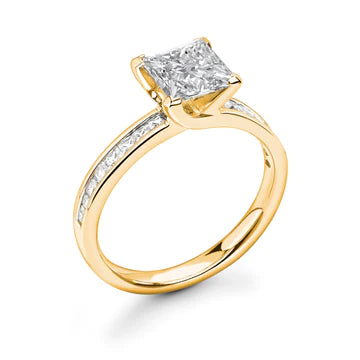 Princess Cut 4 Prong with Side Stones Brilliance Ring - Diamonds Are For Everyone