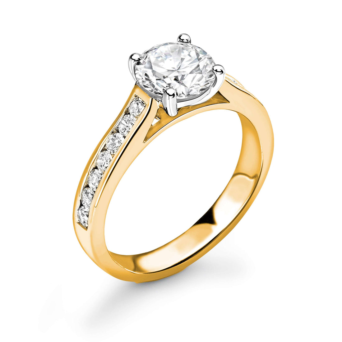 4 Claw Round Brilliance With Side Stones Diamond Ring - Diamonds Are For Everyone