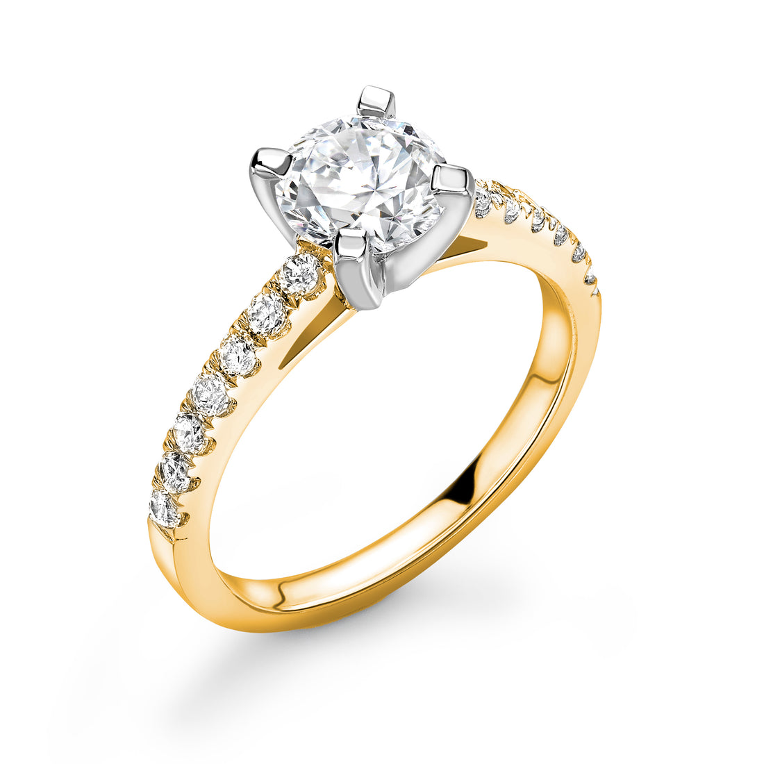 4 Claw Round With Side Stone Diamond Ring - Diamonds Are For Everyone