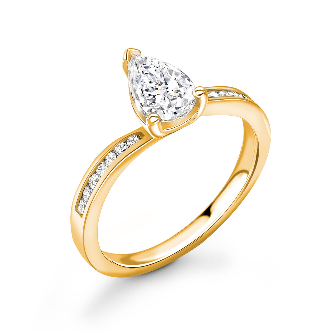 Natural Pear Diamond Side Stone Channel Set Ring