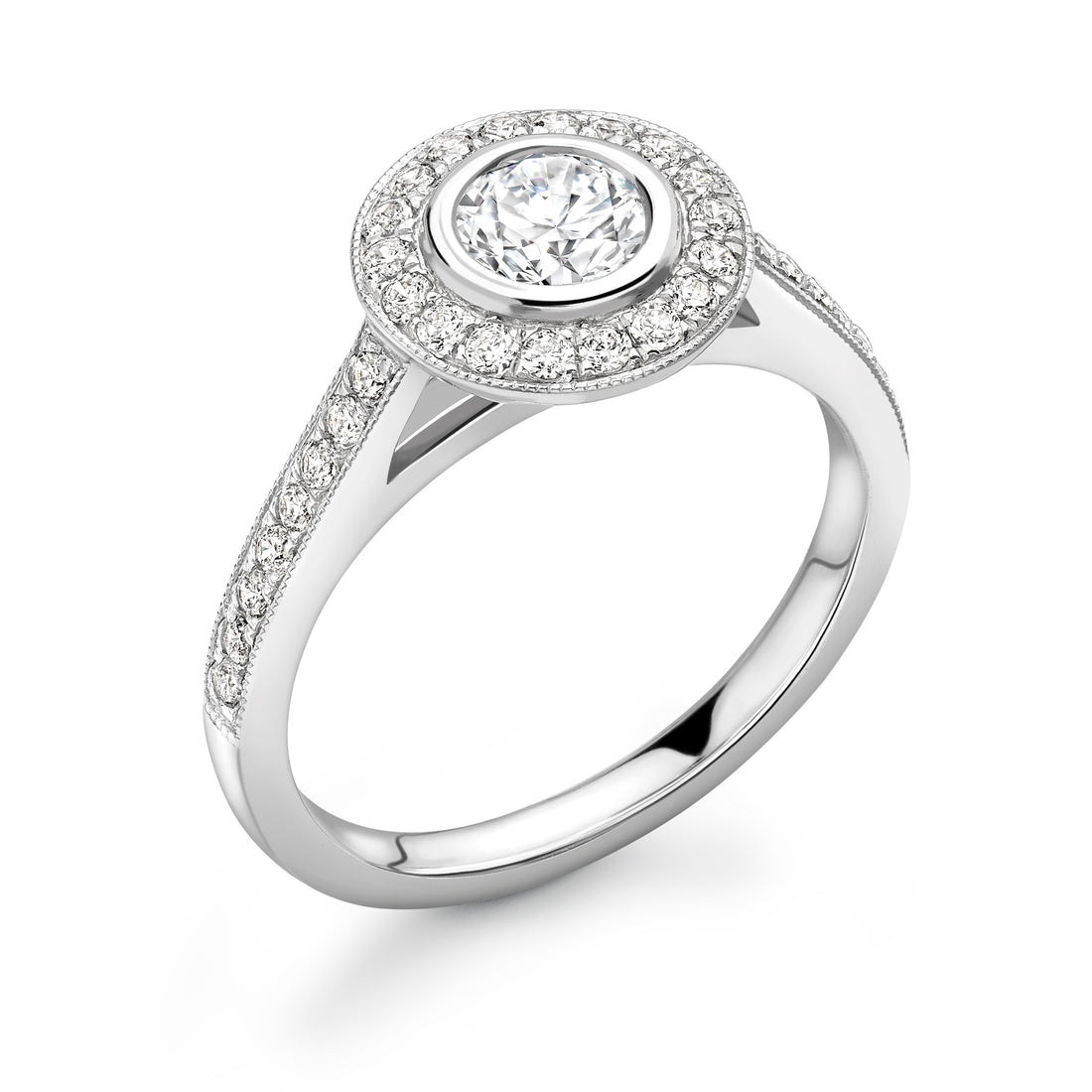 Vintage Milgrain Round Diamond Ring With Side Diamonds - Diamonds Are For Everyone