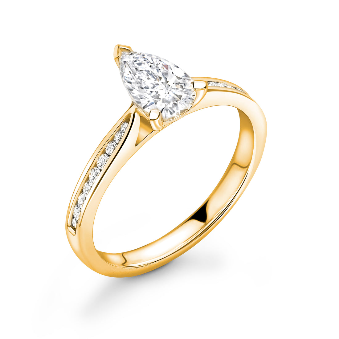 Pear Diamond Shoulder Set Ring