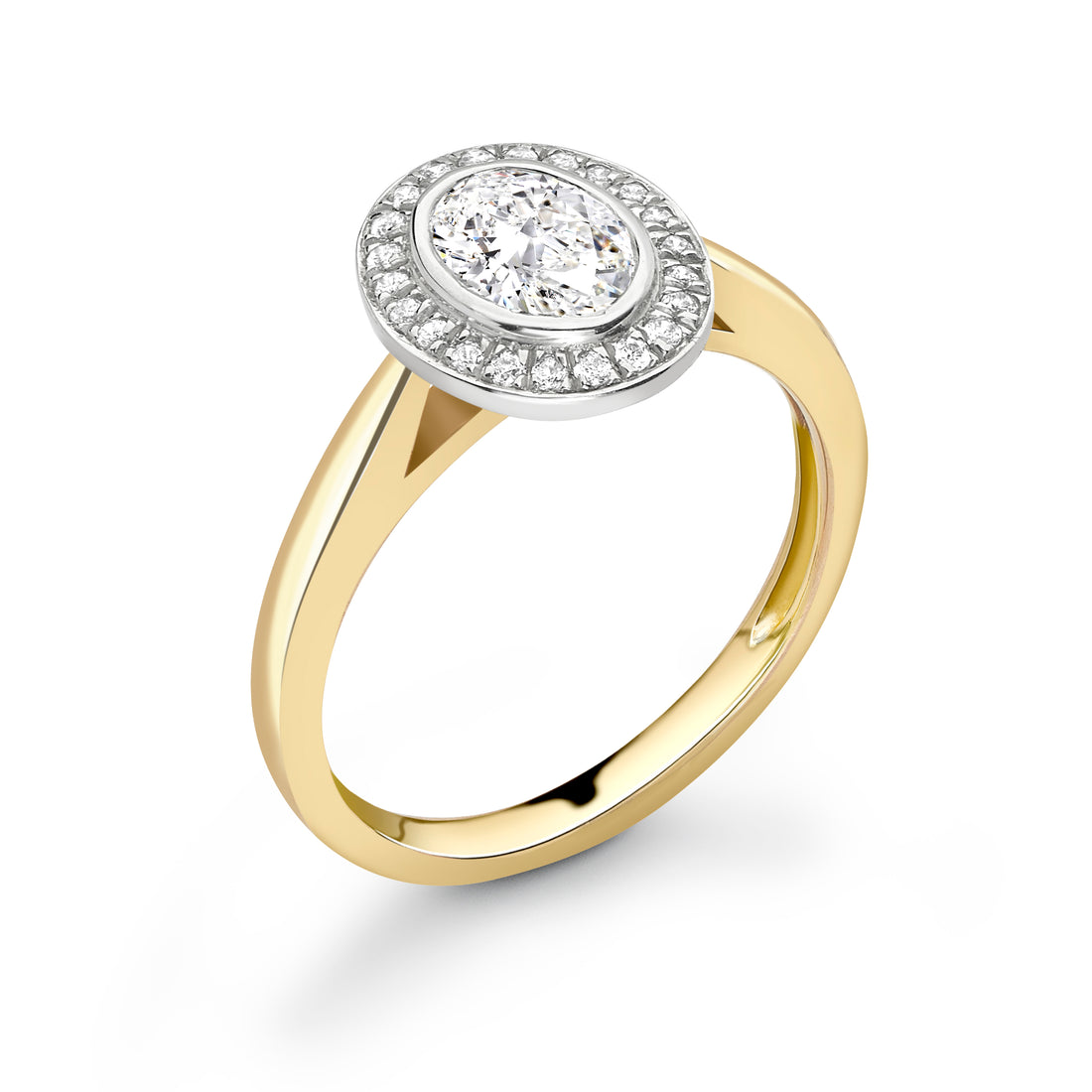 Oval Diamond Radiance And Plain Shoulders Ring