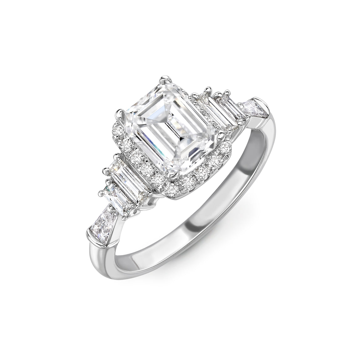 Split Shoulder Emerald Cut Trapeze Cut Ring - Diamonds Are For Everyone