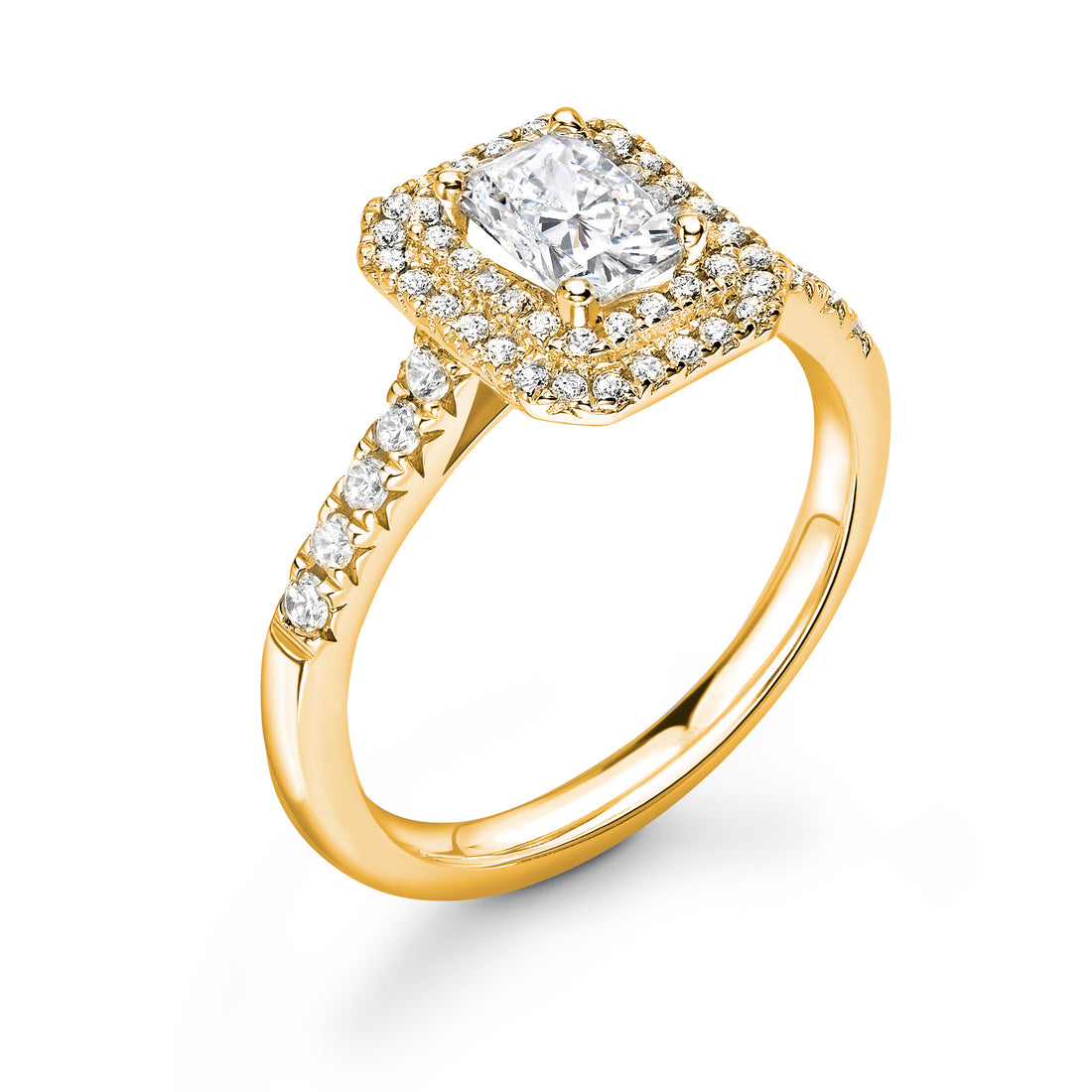 Diamond Radiant Cut Single Radiance Shoulder Set Ring