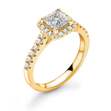 Princess Cut Diamond Halo And Diamond Shoulder Radiance Ring - Diamonds Are For Everyone