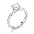 Round Brilliant with Side Stone in Prong Set Ring - Diamonds Are For Everyone