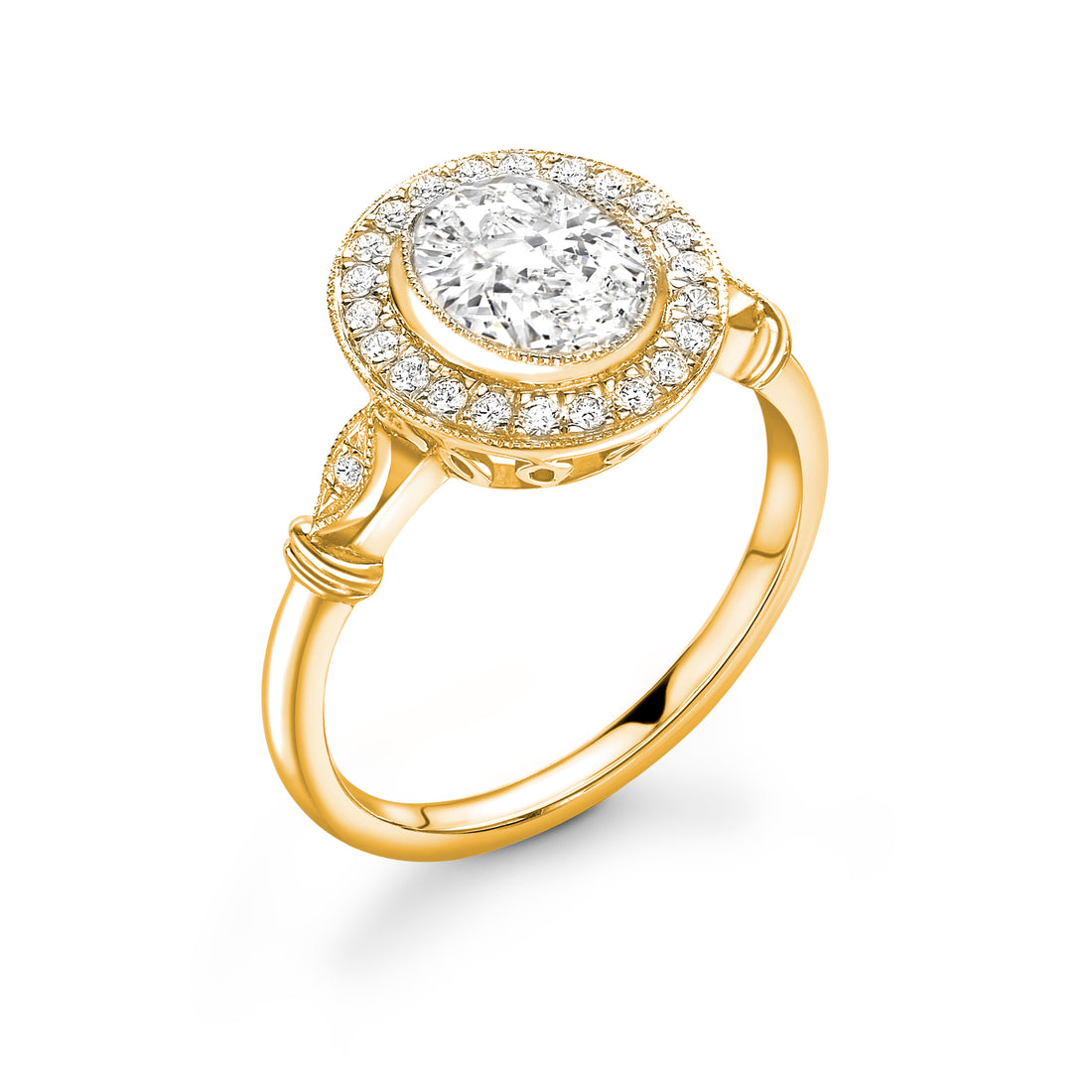 Vintage Radiance Ring With Side Diamonds