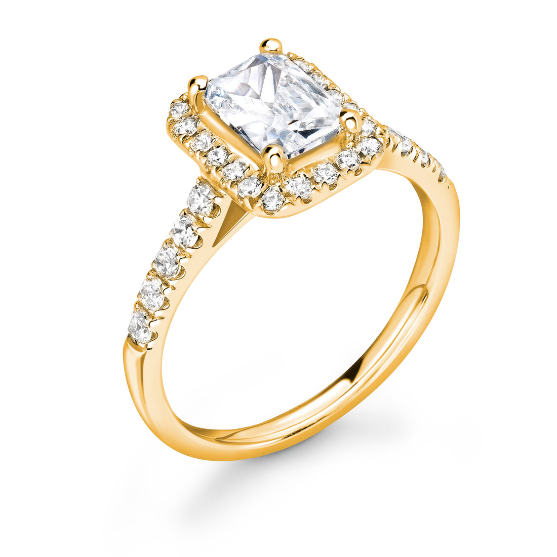 Radiant Cut Diamond Ring With Side Stones Pave Set