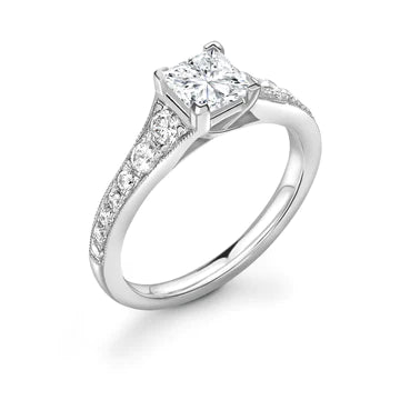 Princess Cut With Side Stone Pave Diamond Ring - Diamonds Are For Everyone