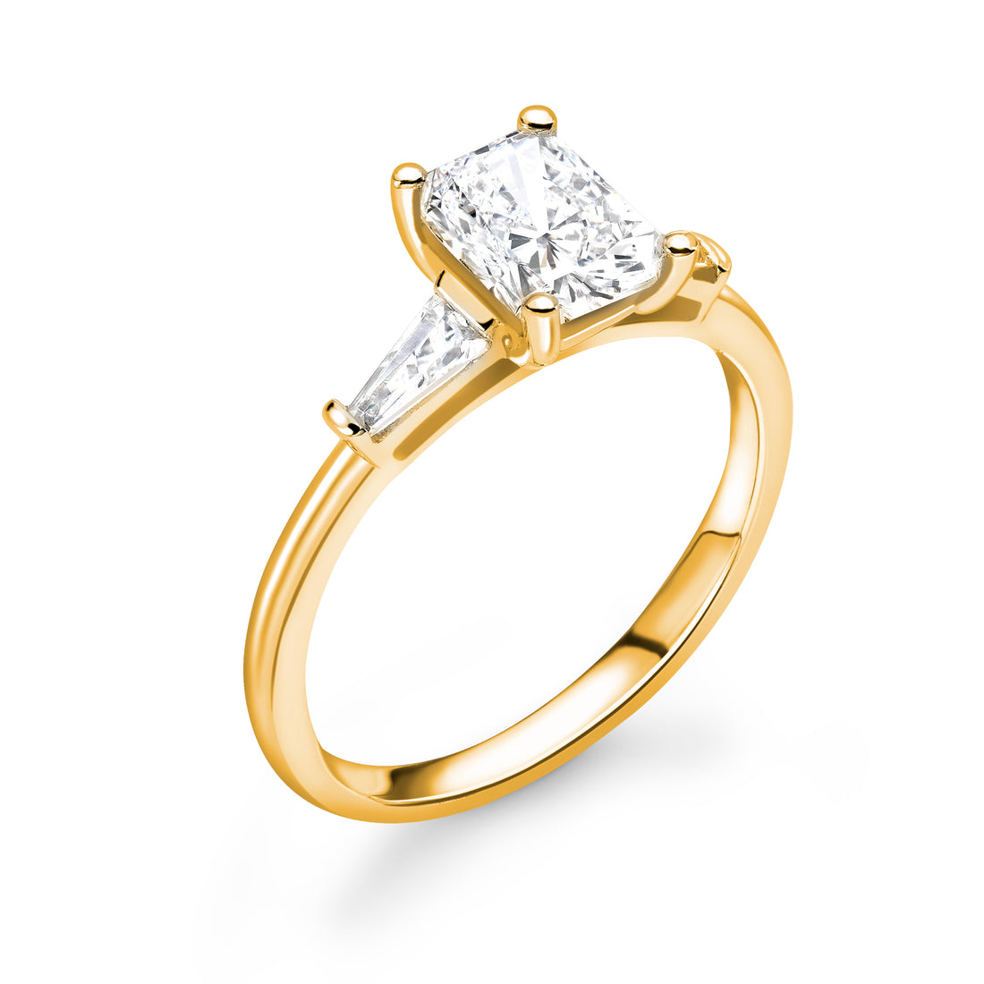 Radiant Trilogy Baguettes Cut Side Stones Diamond Ring