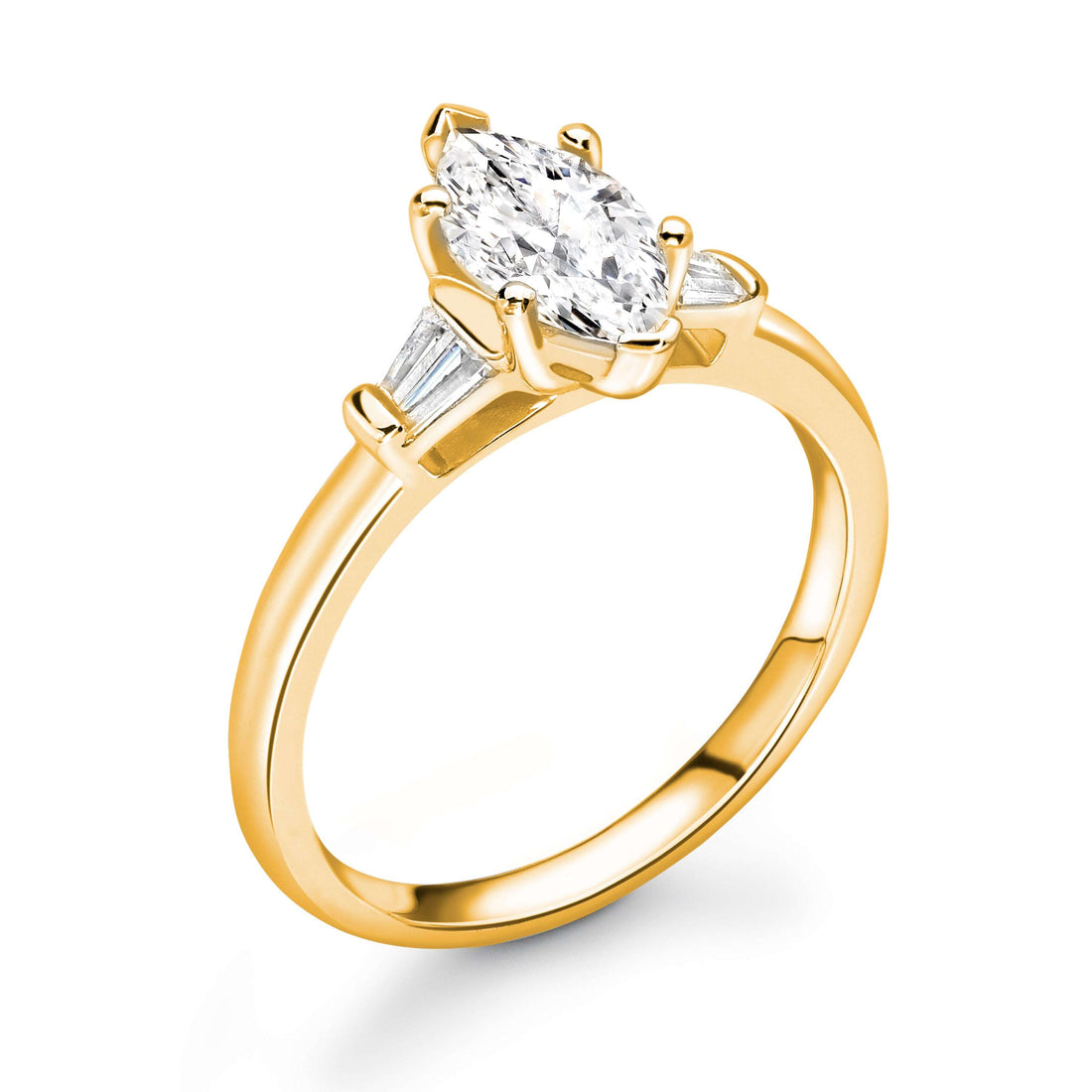 Marquise Trilogy Diamond Ring With Baguettes Cut Side Stones - Diamonds Are For Everyone