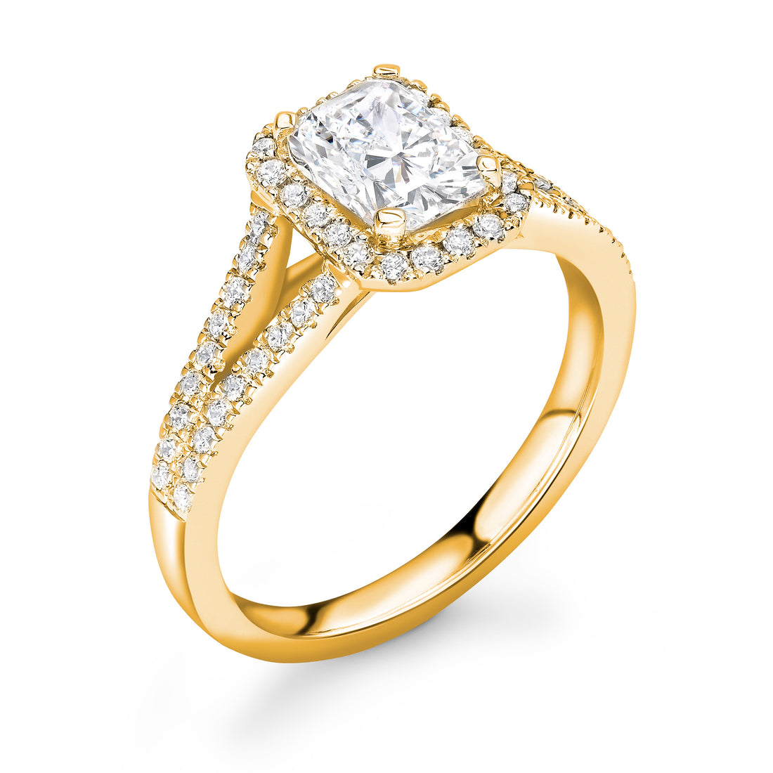 Radiant Cut Radiance Split Shank Diamond Ring