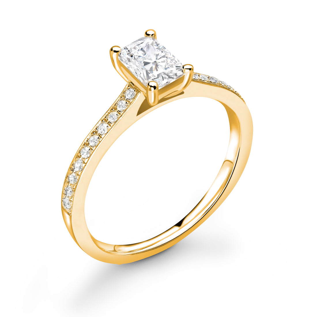 Brilliance 4 Prong Radiant Diamond Ring With Side Stone Channel Set