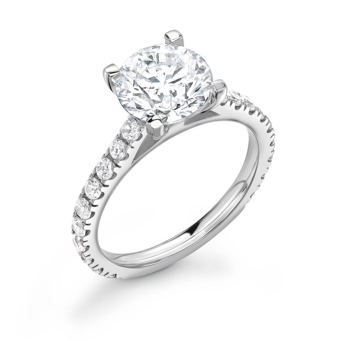 4 Claw Round Diamond Pave Elegance Ring - Diamonds Are For Everyone