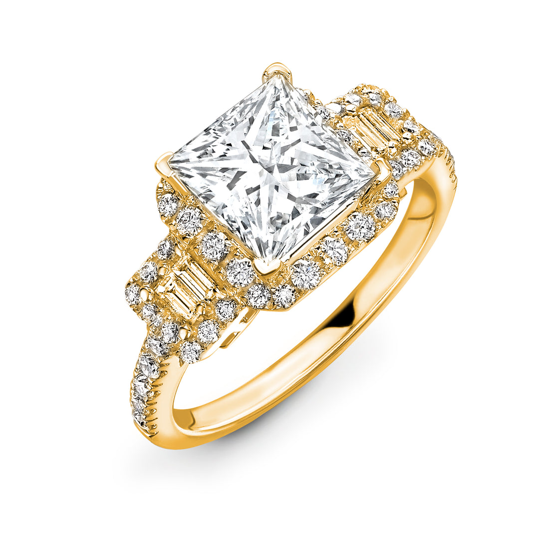 Princess Cut Radiance With Side Stones Diamond Ring