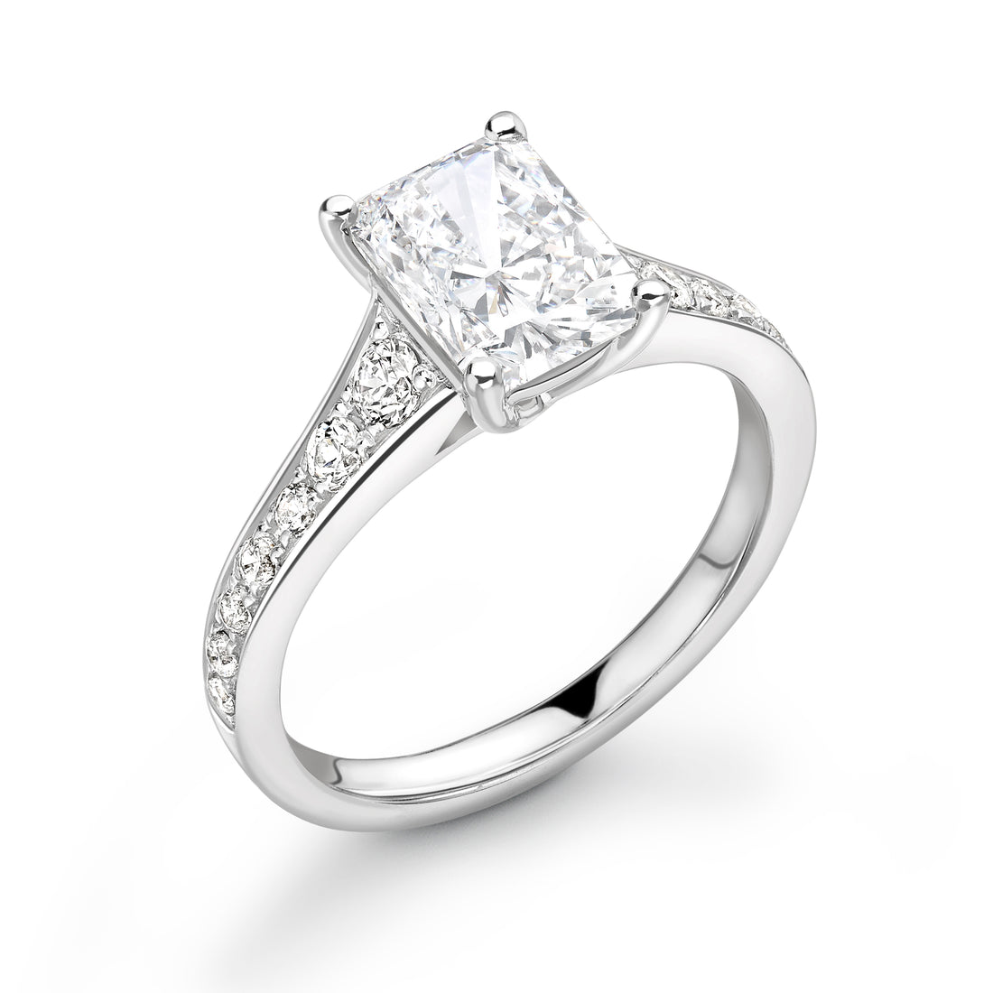 Brilliance Long Cushion With Channel Set Side Stones Ring - Diamonds Are For Everyone