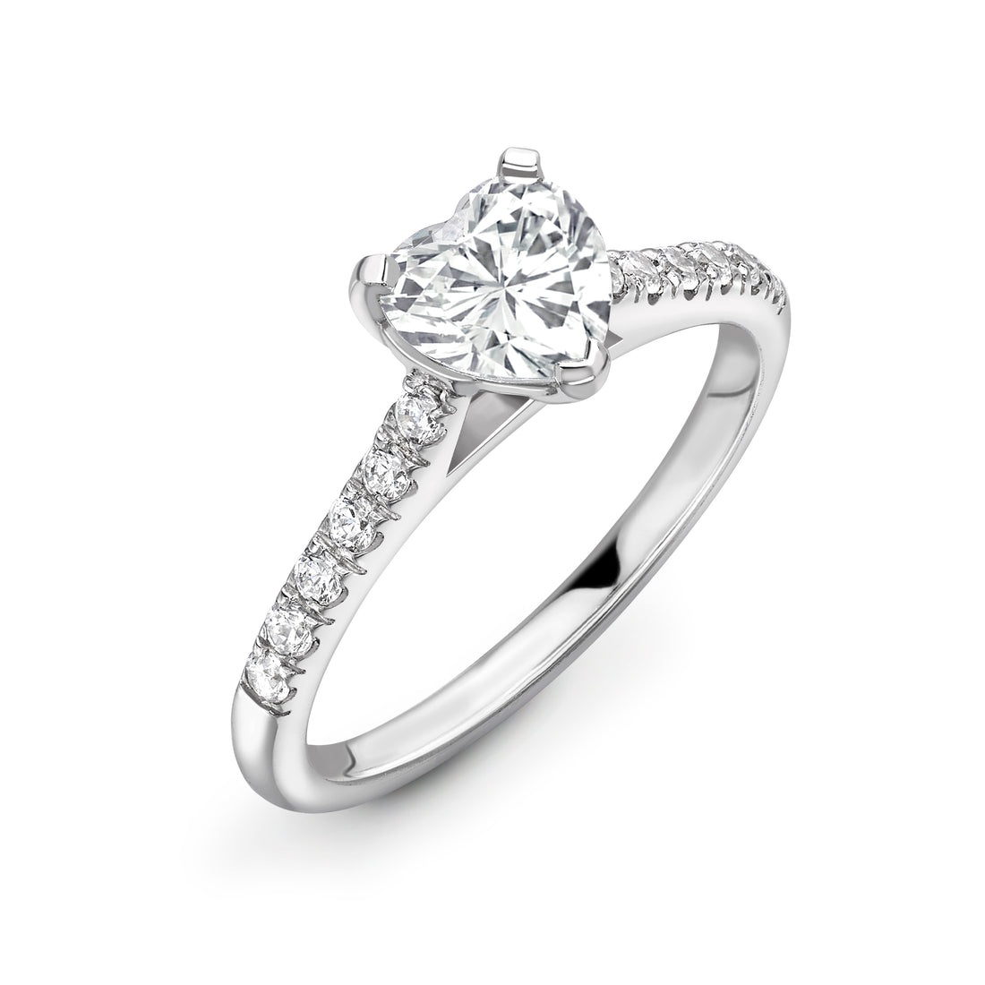 Elegance and Side Stones Heart Diamond Ring - Diamonds Are For Everyone