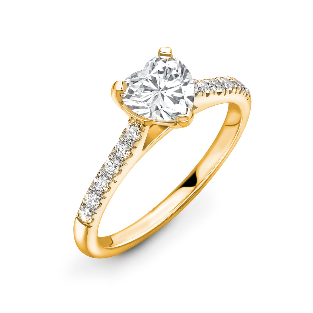 Elegance and Side Stones Heart Diamond Ring - Diamonds Are For Everyone