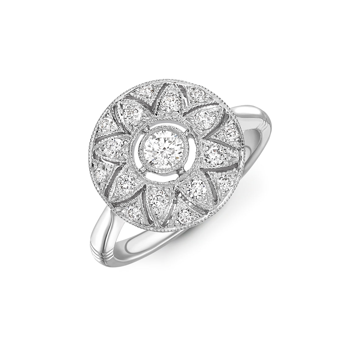 Sunburst Diamond Ring with Set Diamonds - Diamonds Are For Everyone