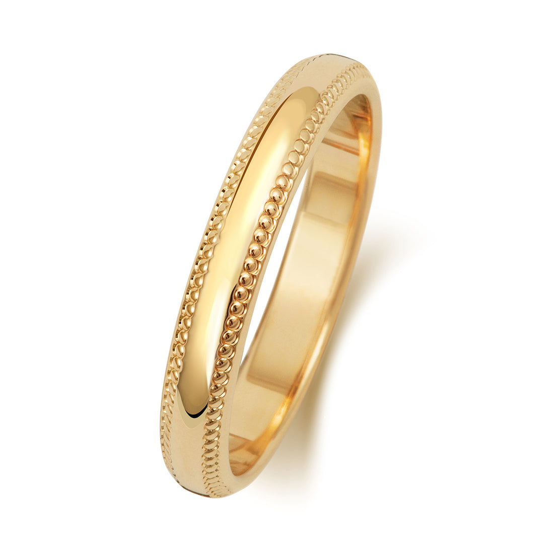 18ct Yellow Gold 2.5mm D SHAPE MILLGRAIN  Wedding Band