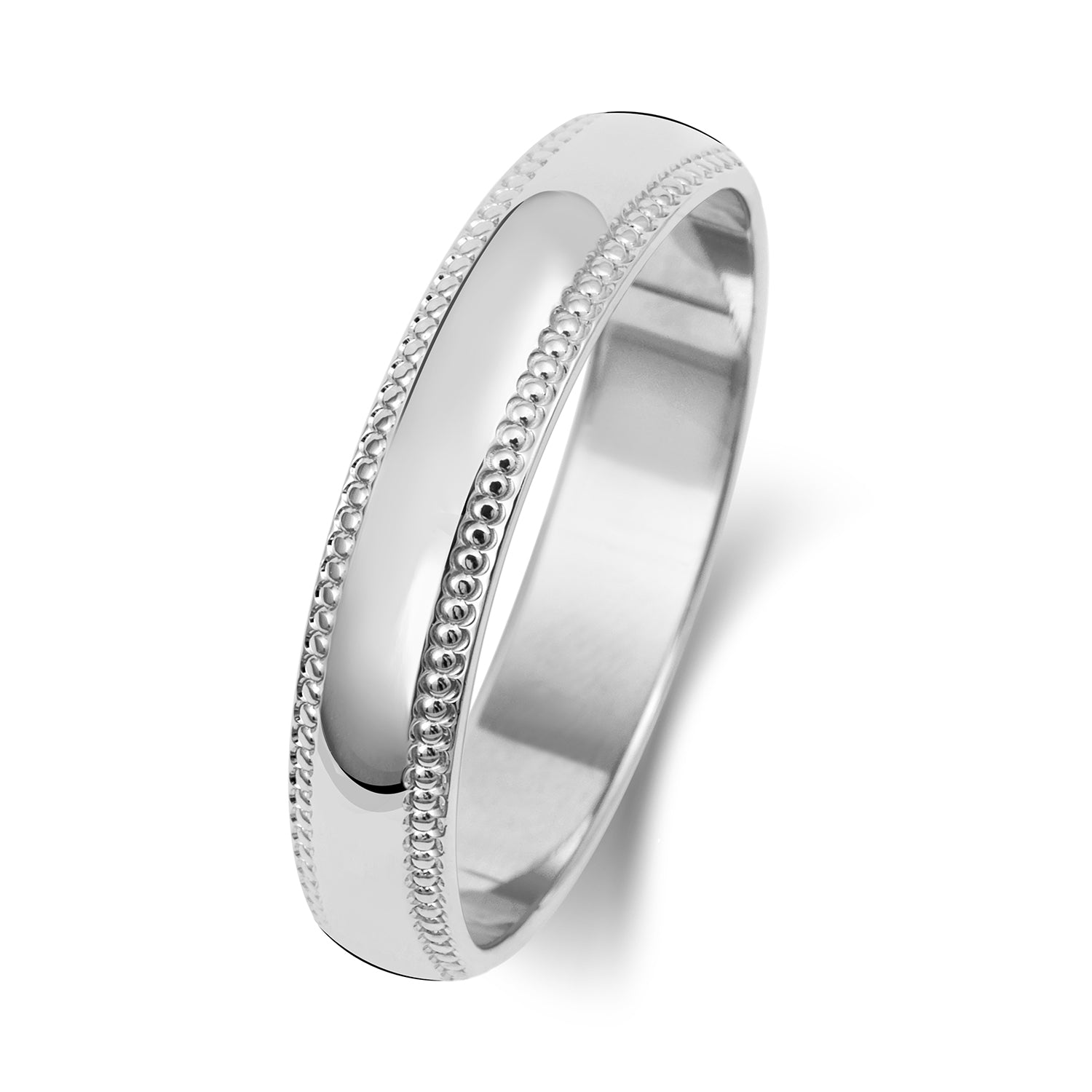 4mm D SHAPE MILLGRAIN  Wedding Band