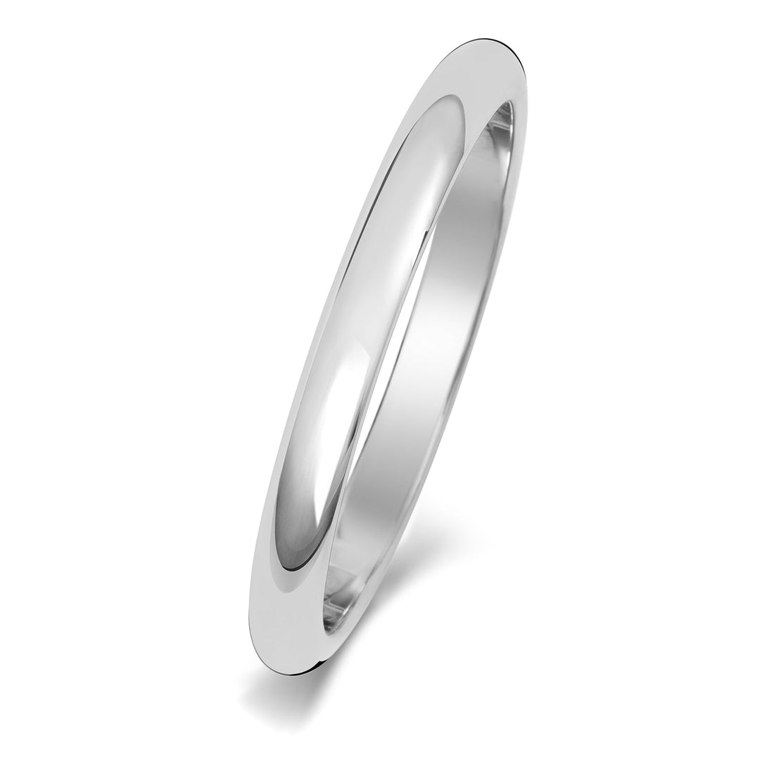 18ct White Gold 2mm D-Shape Wedding Band