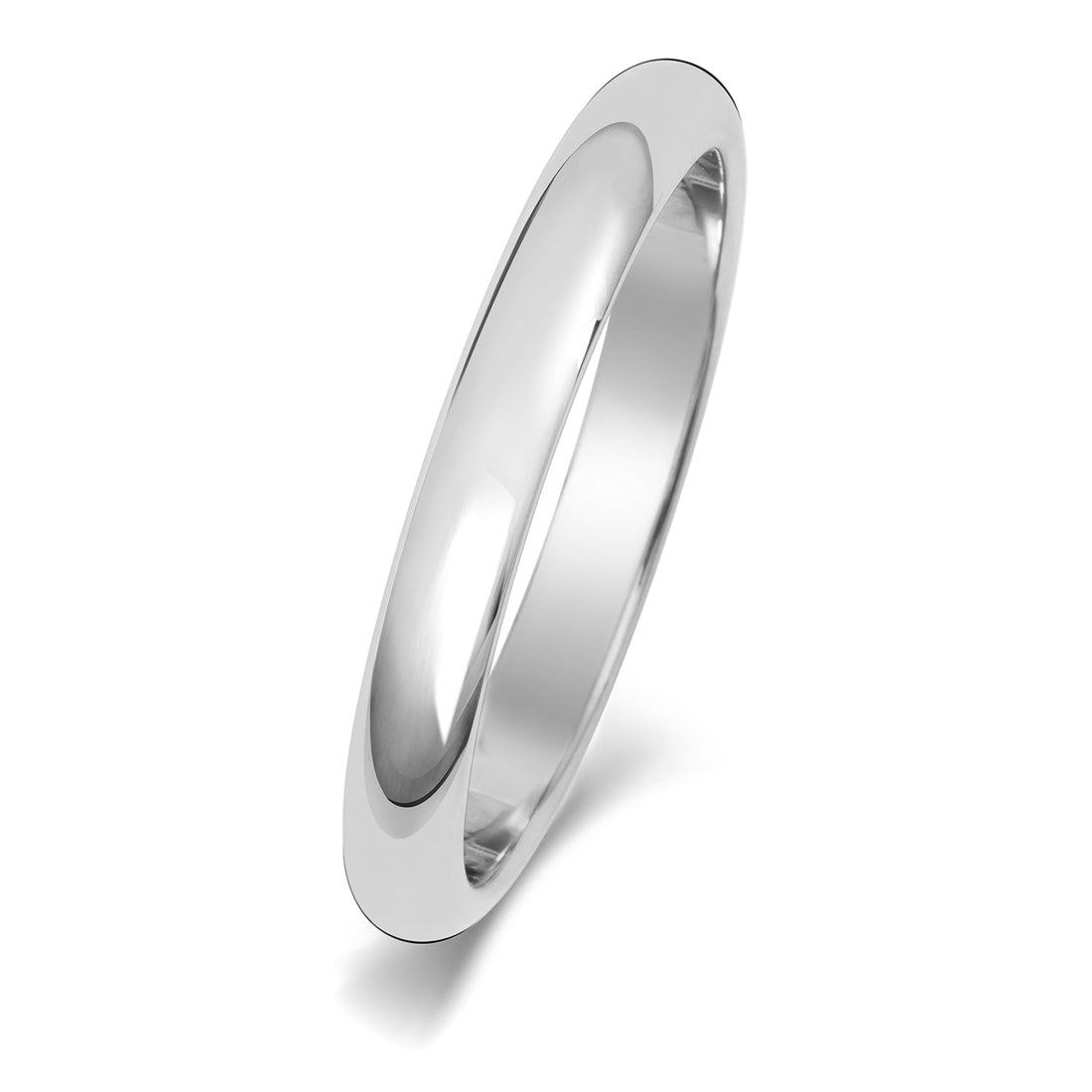 18ct White Gold 2.5mm D-Shape Wedding Band