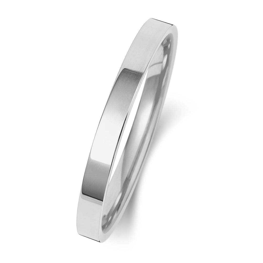 18ct White Gold 2mm Flat Court Wedding Band