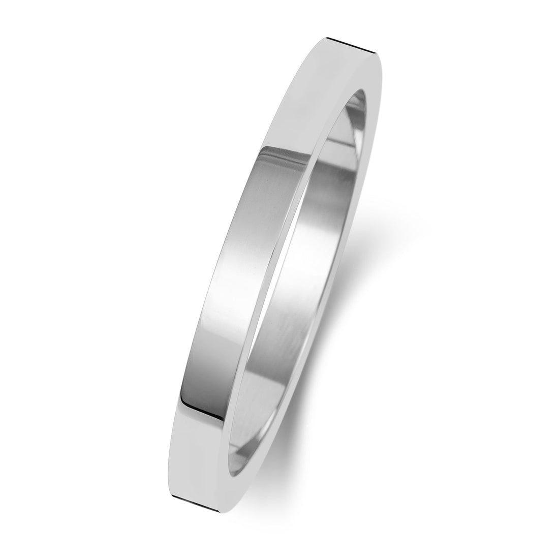 18ct White Gold 2mm Flat Flat Wedding Band